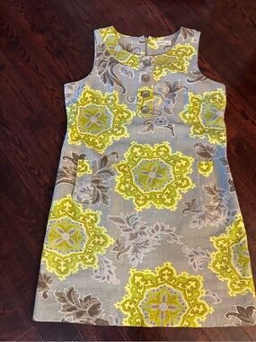 TRADITION  Linen Dress with Full Liner, Front Pockets and Back Zipper, M